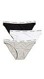 Calvin Klein Carousel Logo Cotton Stretch Bikini Panties, Multipack, Black/White/Grey Heather, Medium