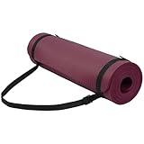 Yoga Mat, 1/2-Inch Extra Thick High Density Exercise Mat, Anti-Tear Exercise Yoga Mat with Carrying Strap, Suitable for Various Yoga Exercises, Deep Wine