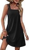 OFEEFAN Womens Summer Dresses 2025 Sundresses Casual Boho Beach Vacation Clothes Elegant Classy Date Outfits Plain Black L