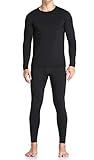 WEERTI Thermal Underwear for Men Long Johns with Fleece Lined, Base Layer Men Cold Weather Top Bottom Black