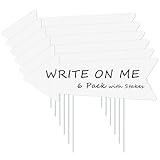 smallmno 6PCS White Plastic Blank Arrow Signs with Stakes, 17 x 6 Inches, Minimalist Style, Wedding & Yard Sale Directional Signs