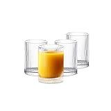 INSETLAN Glass Cups Vintage Glassware Set of 4 Small, Origami Style Transparent Cocktail Glasses Set, Bar Beverages Ice Coffee Cup Juice Ripple Drinkware, 270ml (S)