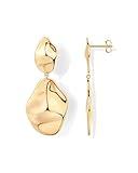 PAVOI 14K Yellow Gold Plated 925 Sterling Silver Posts Teardrop Statement Dangle Earrings | Lightweight Hammered Drop Dangle Earrings for Women