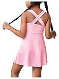 WDIRARA Toddler Girl's Tennis Dress Sleeveless Crisscross Back Athletic Workout Tank Dresses Pink 5Y
