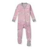 Burt's Bees Baby Baby Girls Pajamas, One-Piece Footed Sleeper PJs, Non-Slip Snug Fit for Infants 12, 18, and 24 Months