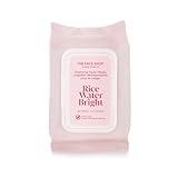 The Face Shop Rice Water Bright Makeup Remover Wipes for Face with Rice Extract, Brightening, Moisturizing, Infused with Cleansing Milk, Vegan Disposable Cleansing Facial Wipes, Korean Skin Care