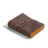 Handmade Leather Journal | Writing Notebook Diary | Bound Daily Notepad For Men & Women Unlined Paper Medium, writing pad for artist, sketch