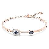 Swarovski Women's Symbolica Evil Eye Bangle Bracelet, Blue Crystal, Mixed Metal Finish, Medium