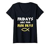 Womens Fridays Are For Fish Frys Christian Lent Season 2025 V-Neck T-Shirt
