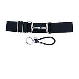 Dielianyi 1.5-inch Elastic Equestrian Belt Bit Buckle Leather Key Strap for Horseback Riding Equestrian Sports Belts (black)