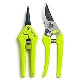 Craft911 Pruning Shears & Gardening Scissors Set - 7" Titanium Coated Sharp Garden Clippers, Stainless Steel Flower Shears for Plant - Garden Pruners, Florist Scissors with Non-Slip Grip