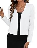 Zeagoo Womens Lightweight Cardigans Cropped Long Sleeve Shrugs Summer Cardigan Bolero Shrug for Dress White