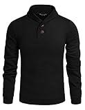 Coofandy Men's Casual Shawl Collar Sweater Long Sleeve Pullover, Black, L Black Large