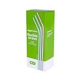 Amazon Basics Disposable Striped Plastic Flex Straws, 7.5" Long, Assorted Colors, 100 Count, Large Pack