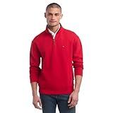 Tommy Hilfiger Men's Big and Tall Long Sleeve Fleece Quarter Zip Pullover Sweatshirt, Haute RED, 2XL-Tall