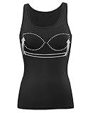 Tank Tops for Women with Built in Shelf Bra Casual Wide Strap Basic Camisole Sleeveless Top for Yoga Daily Wearing 3XL Black