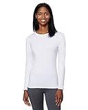 32 Degrees Heat Womens Ultra Soft Thermal Lightweight Baselayer Crew Neck Long Sleeve Top, White, Large