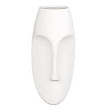 Howard Elliott Ceramic Oval Decorative Face Hanging Wall Decor Sculpture, White Matte Glazed Finish Wall Vase Decor for Living Room, Bedroom, Hallway & Entryway, 10 x 5 Inch