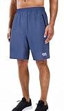 Souke Sports Men's 2 in 1 Workout Running Shorts 7" Quick Dry Gym Athletic Shorts Navy Blue Liner Zipper Pockets