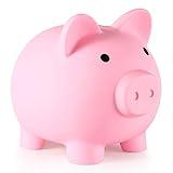 PJDRLLC Piggy Bank, Unbreakable Plastic Money Bank, Coin Bank for Girls and Boys, Medium Size Piggy Banks, Practical Gifts for Birthday, Easter, Christmas (Pink)