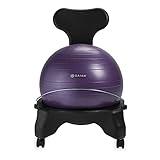 Gaiam Classic Balance Ball Chair – Ergonomic Stability Chair for Desk & Office | Yoga Ball Seat with Base, Air Pump, & Exercise Guide | Improves Posture & Core Strength (300 lb Capacity)