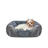 INVENHO Dog Bed for Large Medium Small Dogs/Puppy, Rectangle Washable, Orthopedic, Soft Calming Sleeping Durable Pet Cuddler with Anti-Slip Bottom S(20"x19"x6")