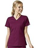 WonderWink Womens Women's Four Pocket V-Neck Top Medical Scrubs Shirt, Wine, 5X US