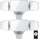 USTELLAR 2 Pack 50W Smart Outdoor LED Security Light Tunable White 2700K-6500K Motion Sensor Exterior WiFi Flood Light Fixture Alexa Warm Wired Floodlight Google Outside Spotlight House Yard Garage