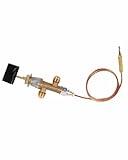 Low Pressure LPG Propane Gas Fireplace Fire Pit Flame Failure Safety Control Valve Kit with Thermocouple and Knob Switch, 3/8" Flare Inlet & Outlet, Fits for Gas Grill, Heater, Fire Pit, Fireplace