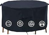 Round Patio Furniture Covers, 74" Dia Outdoor Furniture Covers, Waterproof Outdoor Table Cover, Fire Pit Cover Outdoor Round Table Dining Set Cover Anti-Fading Cover for Outdoor Furniture Set