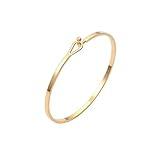 PERNNLA PEARL Thin Cuff Bangle Hook Bracelet 18K Gold Personalized Open Clasp Oval Inspiration Bangle Bracelet for Women