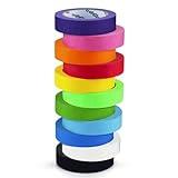 Craftzilla Colored Masking Tape - 11 Roll Multi-Pack, 825 Ft x 1 in Colorful Craft Tape – Vibrant Rainbow Colored Painters Tape – Great for Arts & Crafts, Labeling and Color-Coding