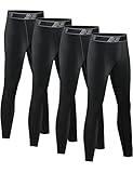 HOPLYNN 4 Pack Youth,Big kid, Boy ??s Compression Pants Leggings Tights Quick Dry Athletic Base Layer Under Pants Gear for Kid ??s Football Basketball Sports -4 Black-M