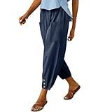 Womens Casual Capri Pants Elastic Waist Drawstring Summer Lounge Baggy Trousers Cinch Bottom Lantern Ankle Pants with Pockets