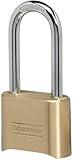 Master Lock Brass Combination Lock, Gate Lock for Outdoor Fence or Shed, Customizable Combination Padlock with Extended 2-1/4-Inch-Long Shackle, 175DLH