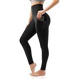 SINOPHANT High Waisted Leggings with Pockets Women, Buttery Soft Elastic Tummy Control Stretchy Yoga Pants Black,L-XL