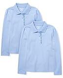 The Children's Place Girl's Long Sleeve Ruffle Pique Polo, Daybreak, Medium