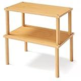 VERTORGAN Cabinet Organizer Shelf(Set of 2),Kitchen Counter Shelves,Bamboo Stackable Expandable Spice Rack Countertop(Medium)