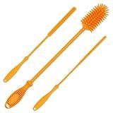 Kitchiny 12.5" Silicone Bottle Brush & Straw Cleaner Brush Set | Water Bottle Cleaner for Hydro Flasks, Tumblers, Glassware, Vases and Narrow Neck Containers