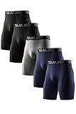 TELALEO 5 Pack Compression Shorts for Men Spandex Sport Shorts Athletic Workout Running Performance Baselayer Underwear Black/Double Blue/Double Gray L