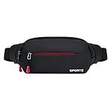 Sports Waist Pack Fanny Pack: Bumbag Beltbag Fannie Pack Waterresistant Adjustable 4-Zipper Pockets for Running Walking Hiking Traveling Biking Outdoor Man Woman Black(Small)