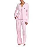 U.S. Polo Assn. Womens Pajama Sets - Long Sleeve Button Up Shirt and Pajama Pants Sleepwear Lounge Sets Bridesmaid Pajamas (Ballerina, X-Large)