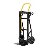 Harper Trucks Heavy Duty Nylon Frame Convertible Hand Truck Dolly Cart with Adjustable Telescopic Frame and Pneumatic Wheels, Black