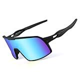 BangLong Polarized Cycling Glasses Sports Sunglasses, UV400 Protection, Men Women Running Fishing Driving Baseball Glasses (Black Blue)
