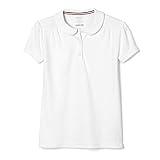 French Toast Girls Short Sleeve Peter Pan Polo, white, M (7/8),Big Girls