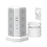 Surge Protector Power Strip Tower,10FT Long Extension Cord with Multiple Outlets 1625W 13A, Desk Charging Station with 16 Outlets and 4 USB Ports for Home, Office Desk Supplies, Dorm Room