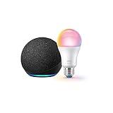 Echo Dot with WiZ 60W A19 LED Smart Color Bulb - Connects to Your Wi-Fi - E26 Base - Control with Voice or App - Matter Compatible