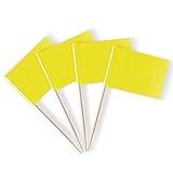 Mflagperft Blank Toothpick Flags Labeling Marking Flag Small Mini Stick Flags for Cupcake Food Fruit Party Decorations (100 pack) (Yellow)