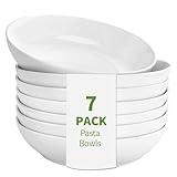 DeeCoo 7 Pack Porcelain Pasta Bowls Ceramic , Large Serving Bowl, Wide and Shallow, Set 8.3 Inch - 30 Ounce - for Pasta, Salad, Cereal, Soup & Microwave & Dishwasher Safe