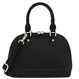 Zip-Around Saffiano Classic Dome Satchel (Black)